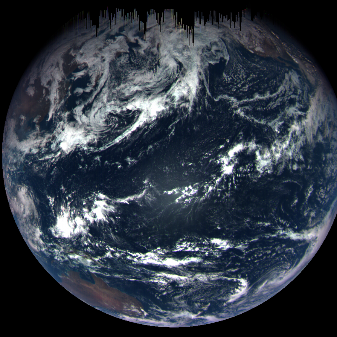 On Sept. 22, at a distance of 105,600 miles, the OSIRIS-REx MapCam captured this color image of Earth. Dark "icicles" at the top of the image were caused by short exposure time. On Sept. 22, at a distance of 105,600 miles, the OSIRIS-REx MapCam captured this color image of Earth. Dark "icicles" at the top of the image were caused by short exposure time.